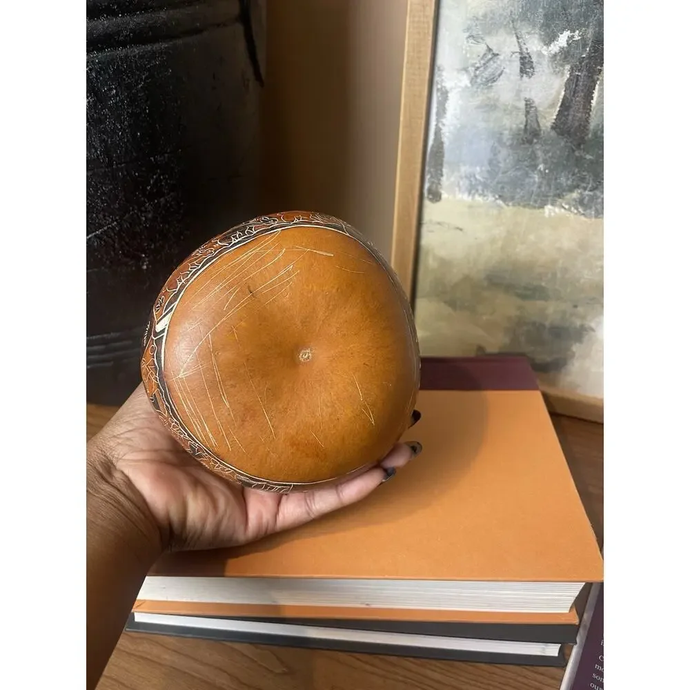 Peruvian Carved South American Gourd 